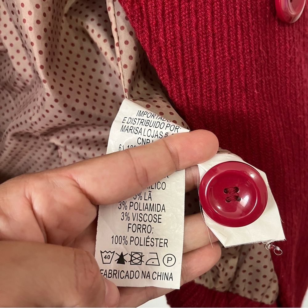 Woman Polyester Coat Basic Solid Red Jacket - image 5